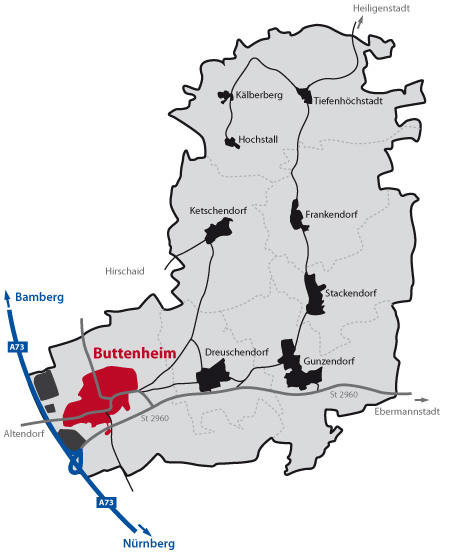 Karte Gemeindegebiet und Ortsteile